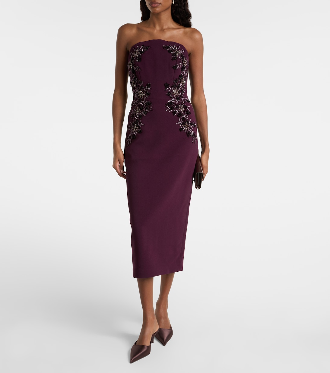 Beatrice beaded crêpe midi dress | Rebecca Vallance