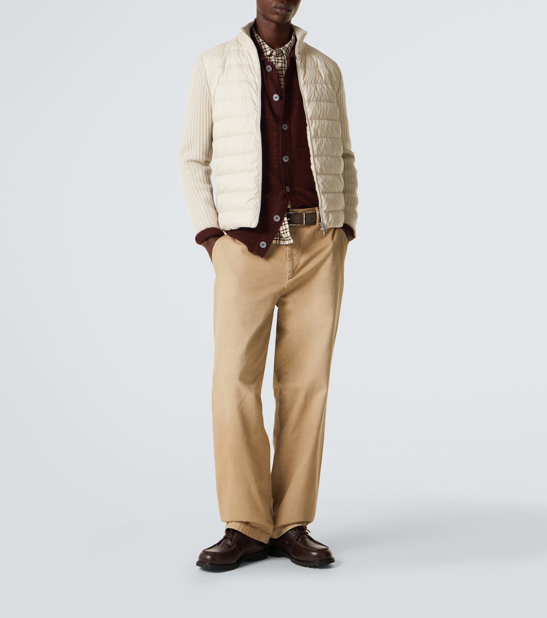 Down-paneled wool-trimmed zip-up cardigan | Moncler