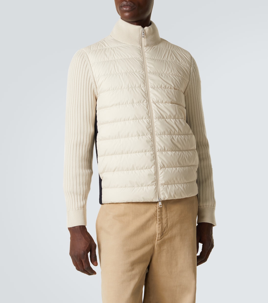 Down-paneled wool-trimmed zip-up cardigan | Moncler