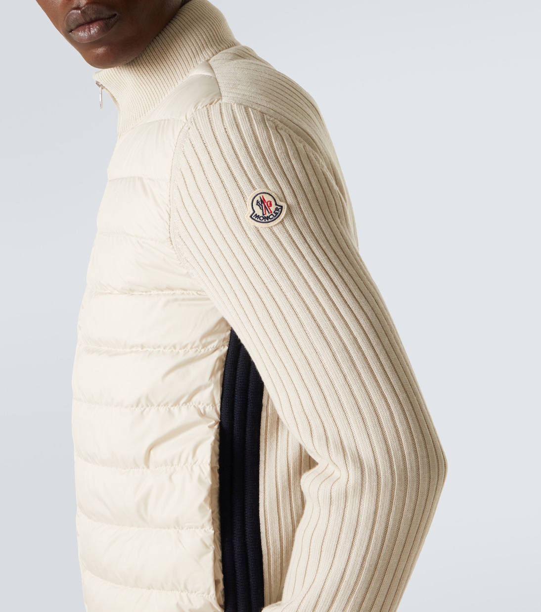 Down-paneled wool-trimmed zip-up cardigan | Moncler