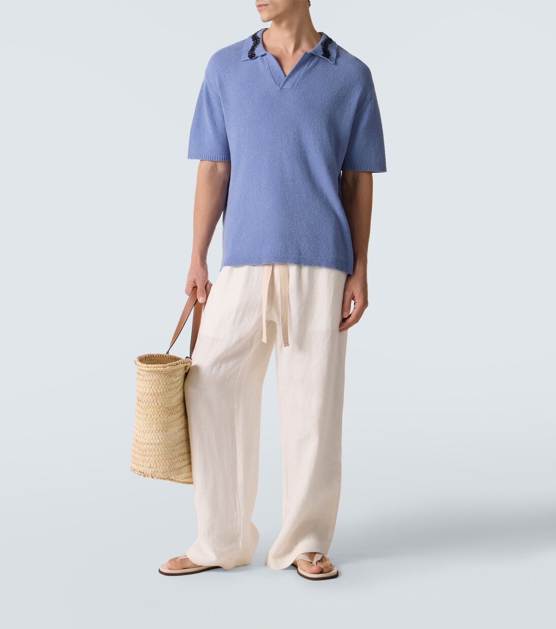 Cotton-blend polo sweater | Commas