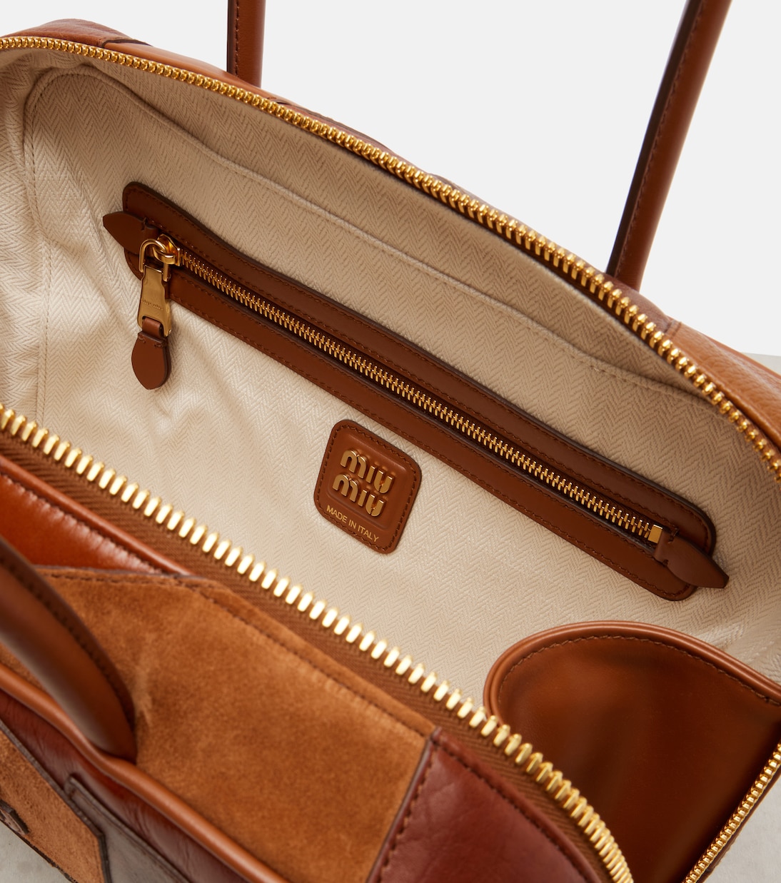 Patchwork leather tote bag | Miu Miu