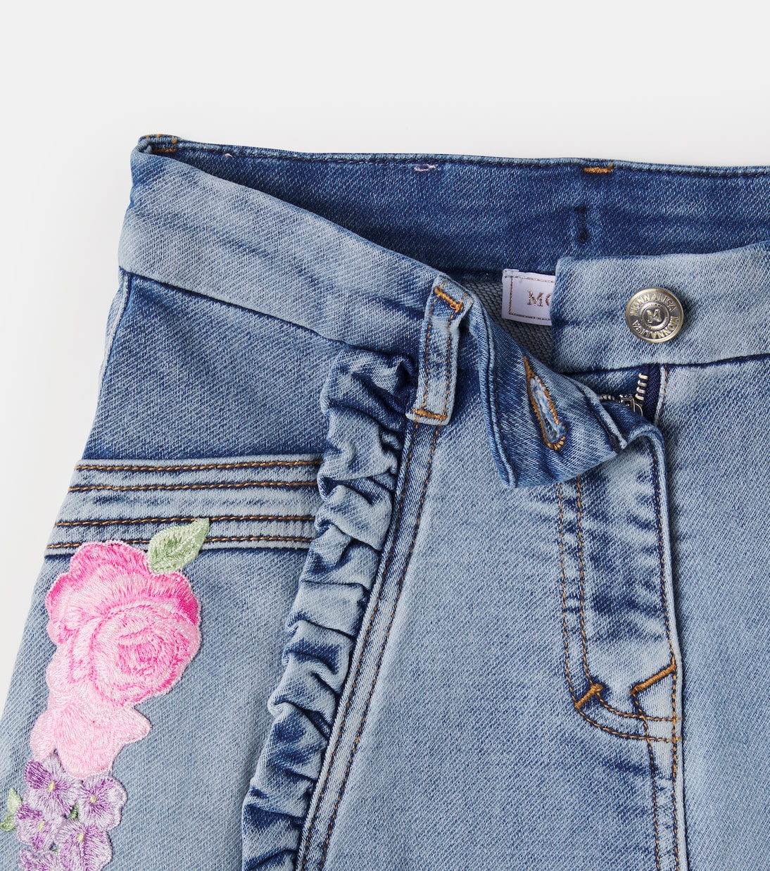 Falda de denim bordada | Monnalisa