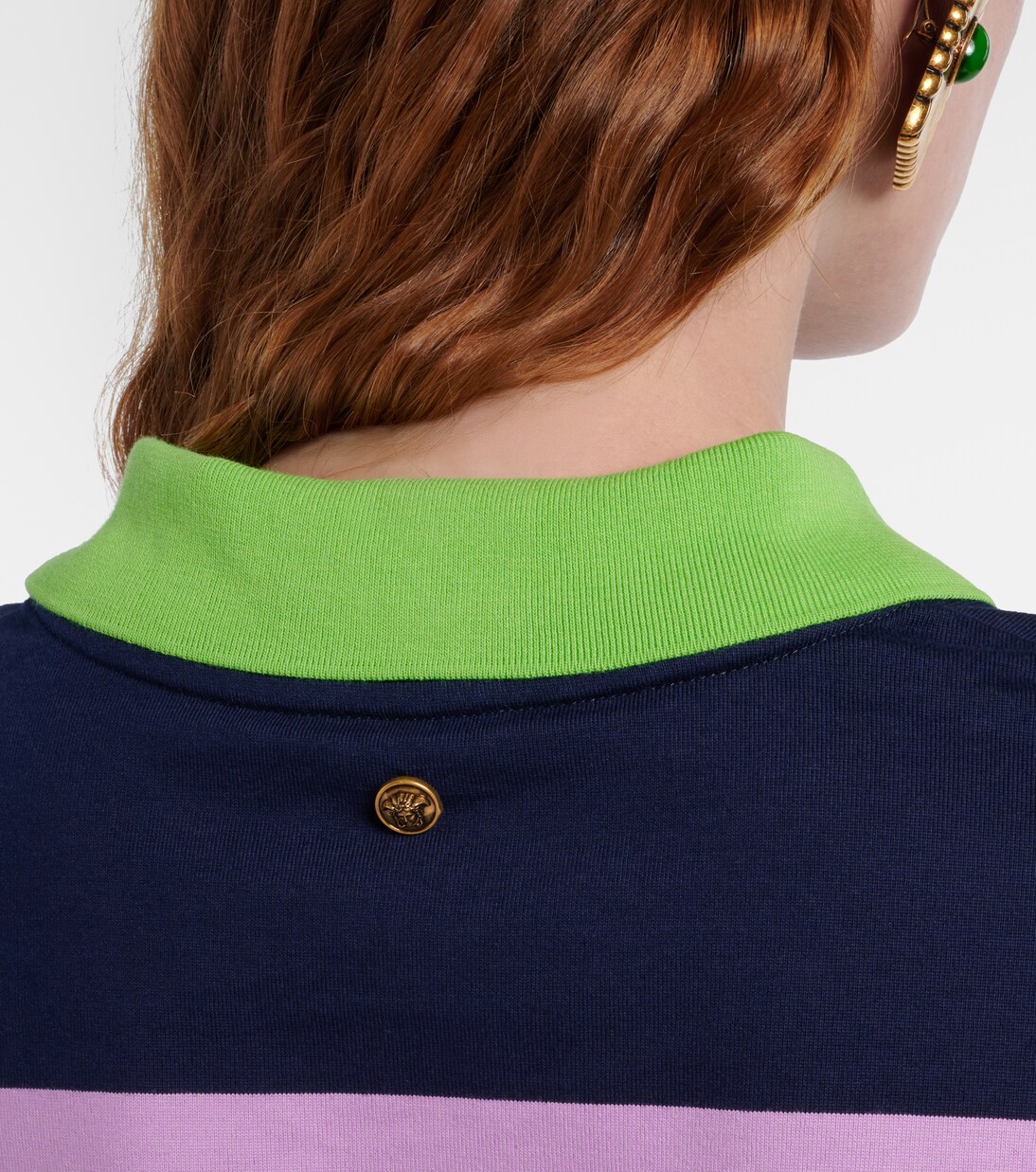 Striped cotton jersey polo sweater | Versace