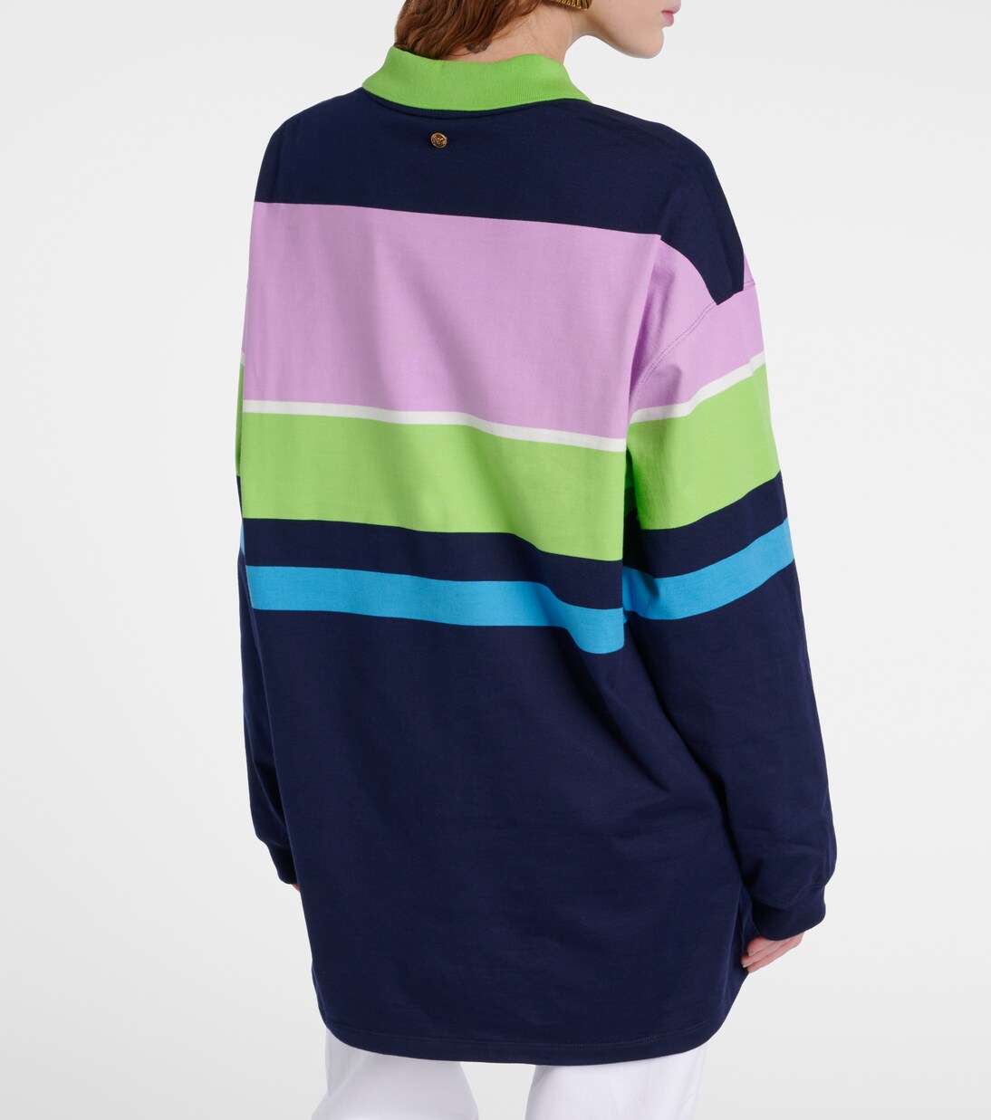 Striped cotton jersey polo sweater | Versace