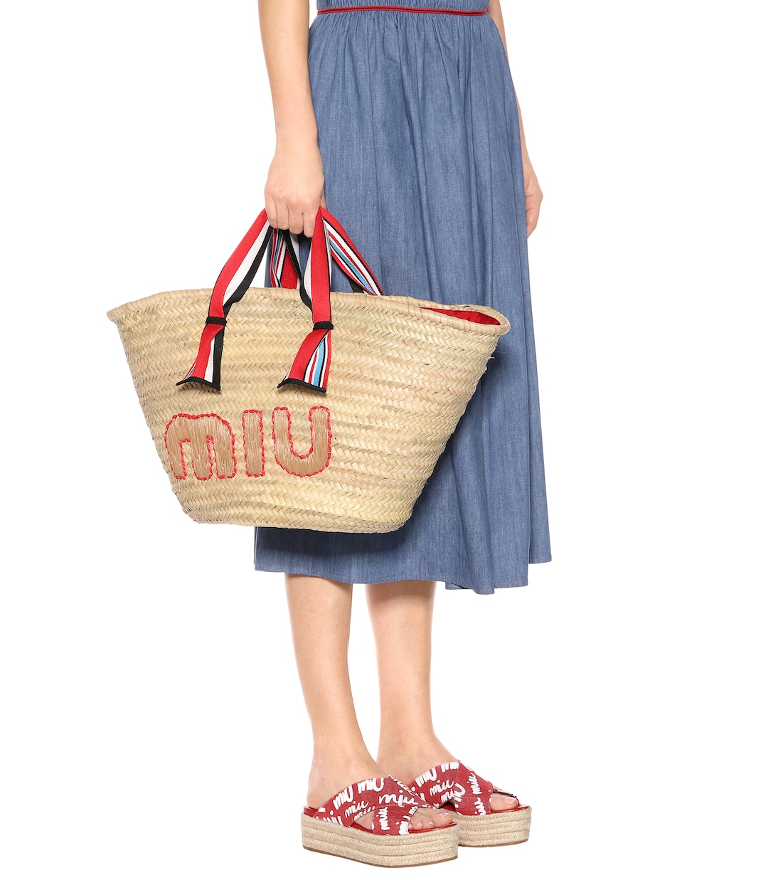 Woven straw tote | Miu Miu
