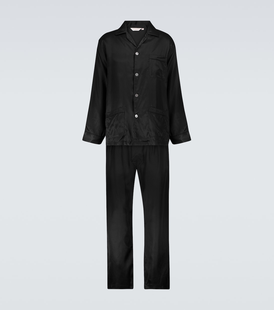 Woburn striped silk pajama set in black Derek Rose Mytheresa