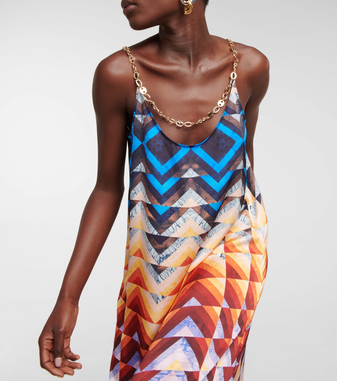 Chain-trimmed slip maxi dress | Rabanne