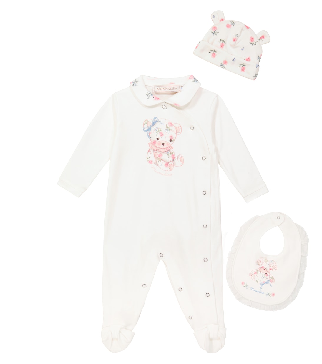 Baby - Tutina, bavaglino e berretto in cotone | Monnalisa