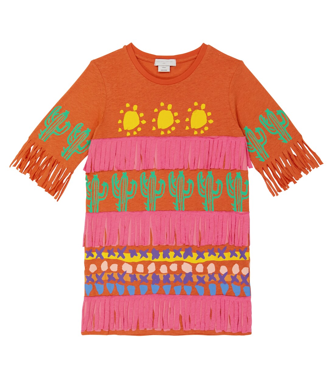 Robe en coton et lin à franges | Stella McCartney Kids