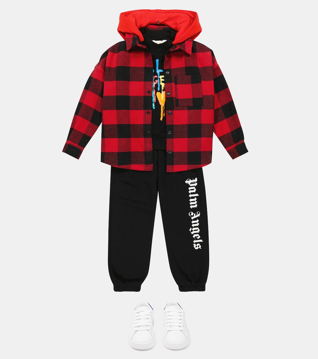 Checked cotton shirt jacket | Palm Angels Kids