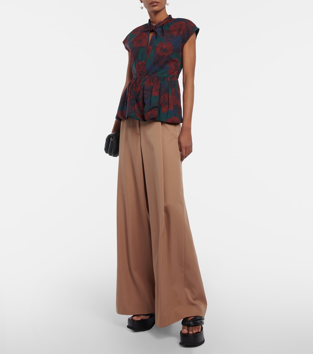 Floral peplum cotton poplin top | Dries Van Noten