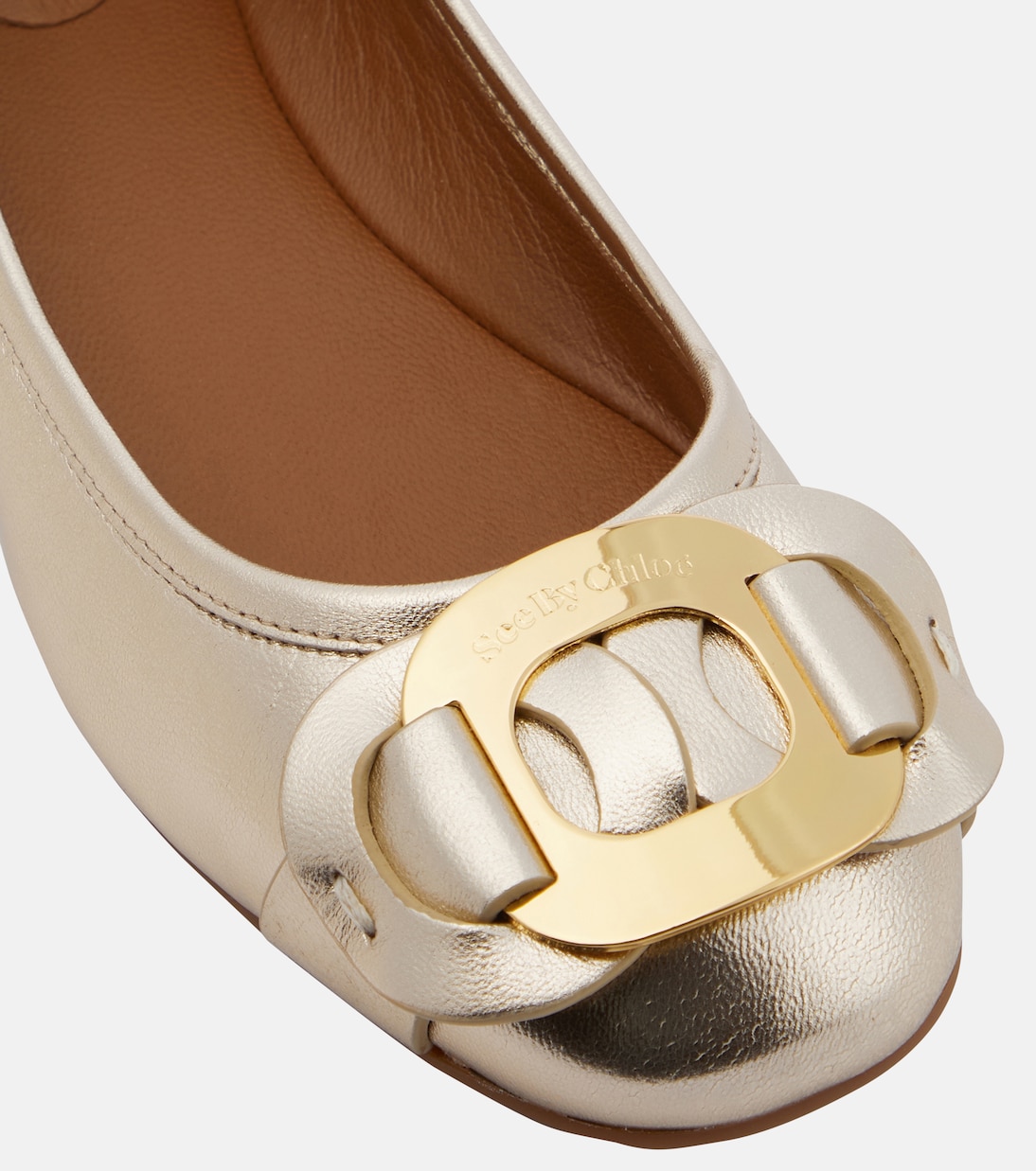 Chany leather ballet flats in gold - See By Chloe | Mytheresa
