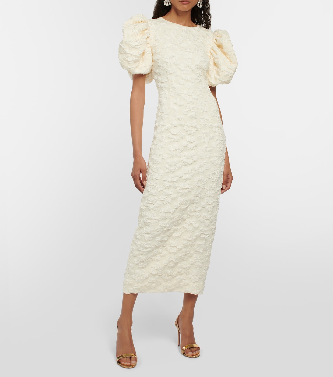 Novia - vestido midi con mangas abullonadas | Rotate