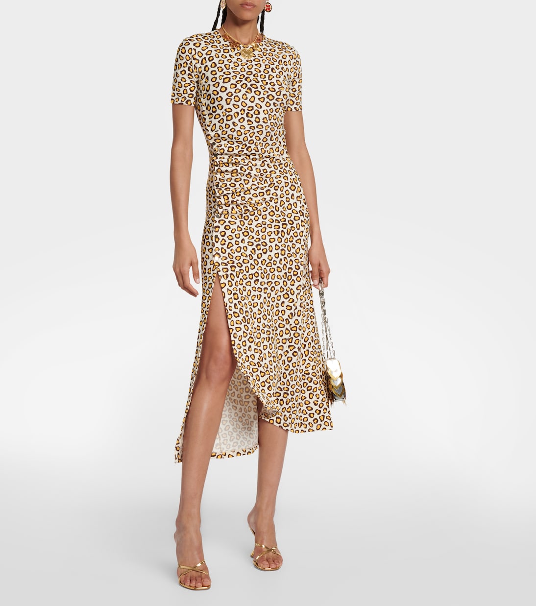 Leopard-print jersey midi dress | Rabanne