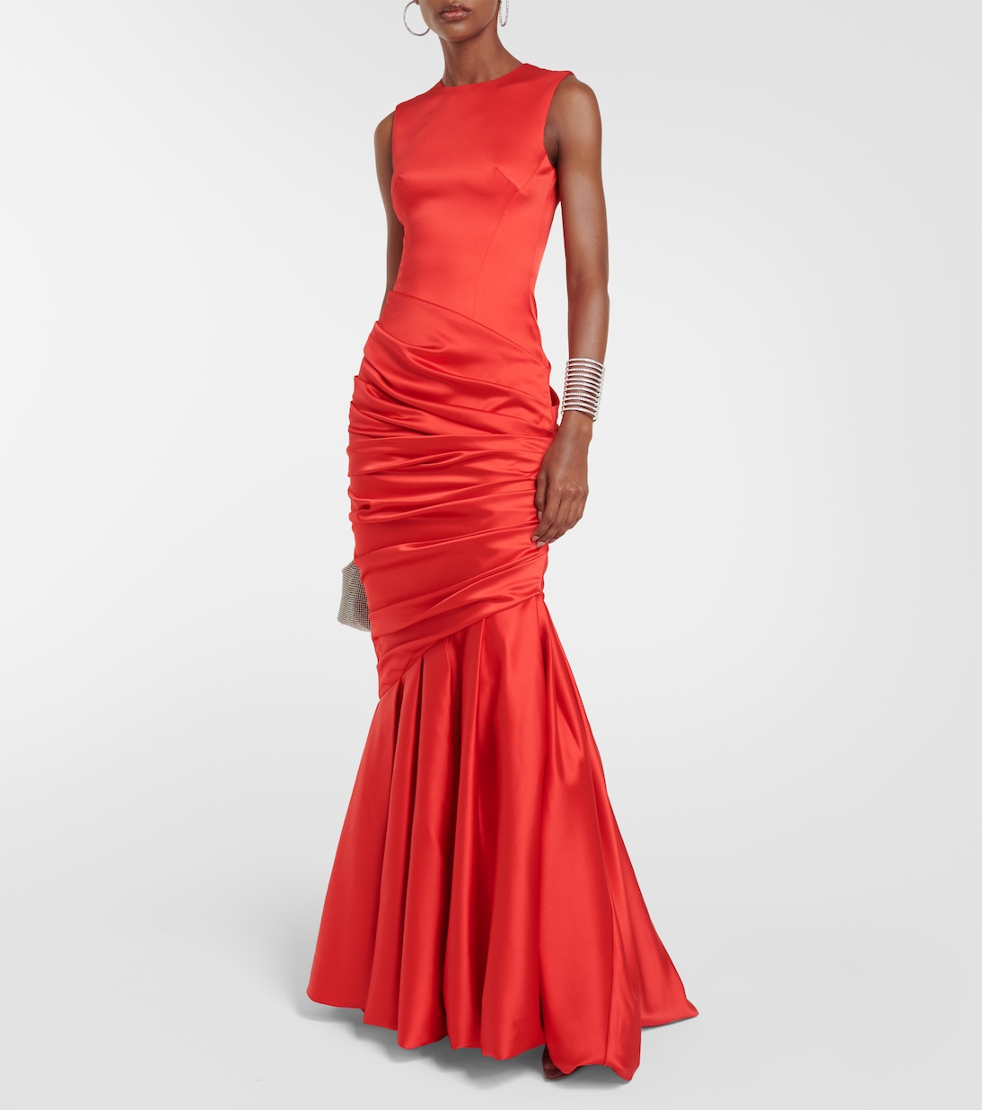 Satin fishtail maxi gown | Rasario