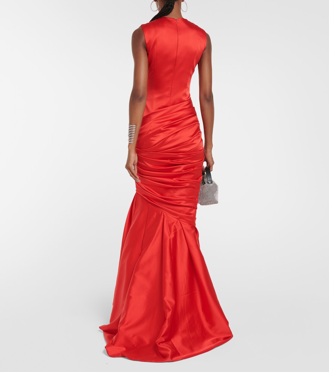 Satin fishtail maxi gown | Rasario