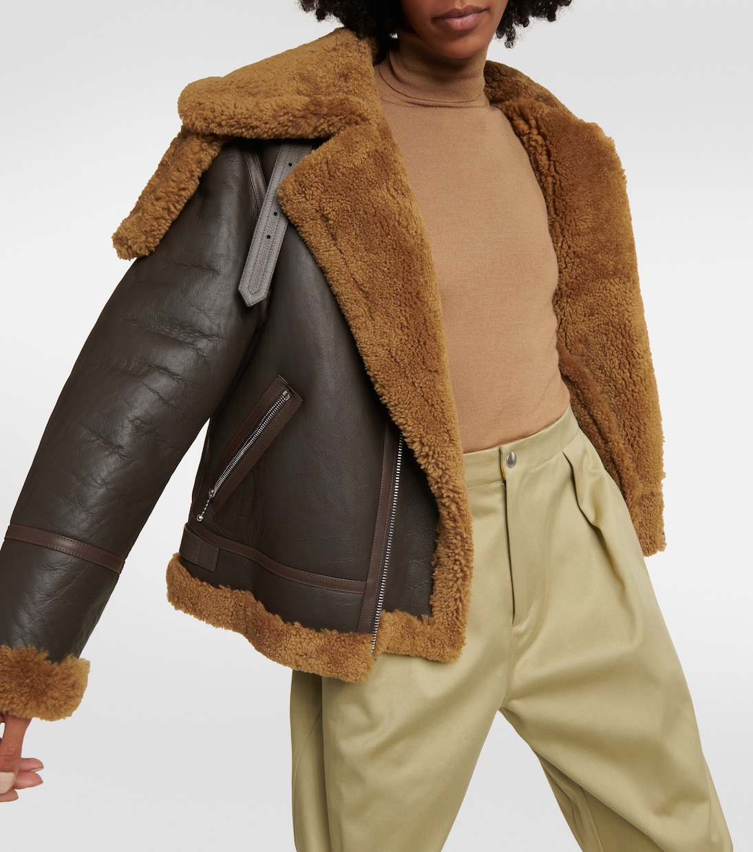 Shearling jacket in brown Burberry Mytheresa