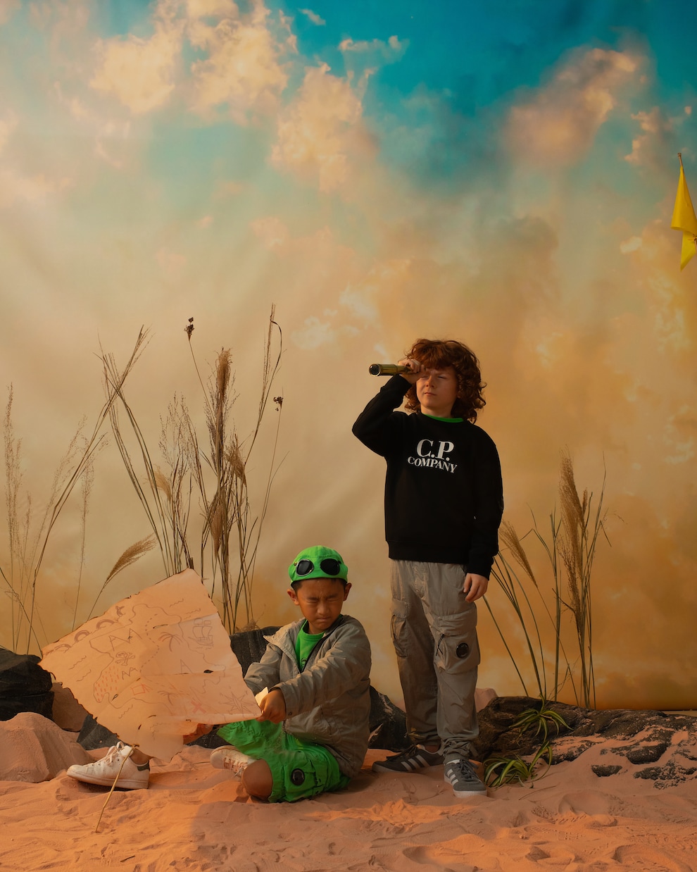 Sweat-shirt Diagonal en coton à logo | C.P. Company Kids
