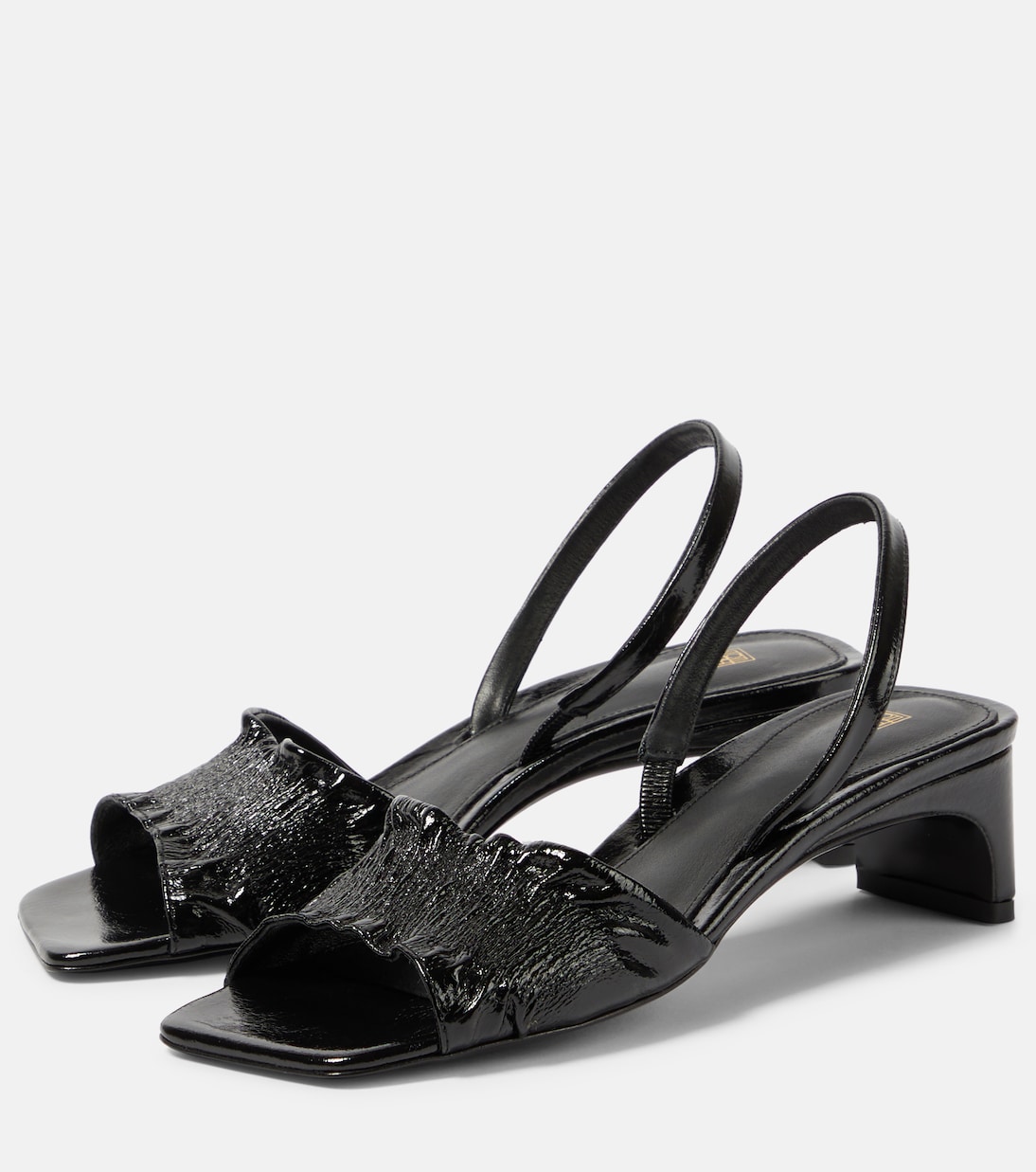 The Gathered Scoop-Heel leather sandals | Toteme