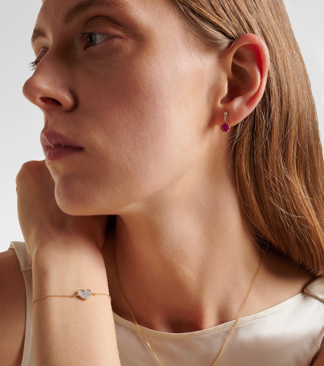 Boucles d'oreilles en or 14 ct, rubis et diamants | Stone and Strand