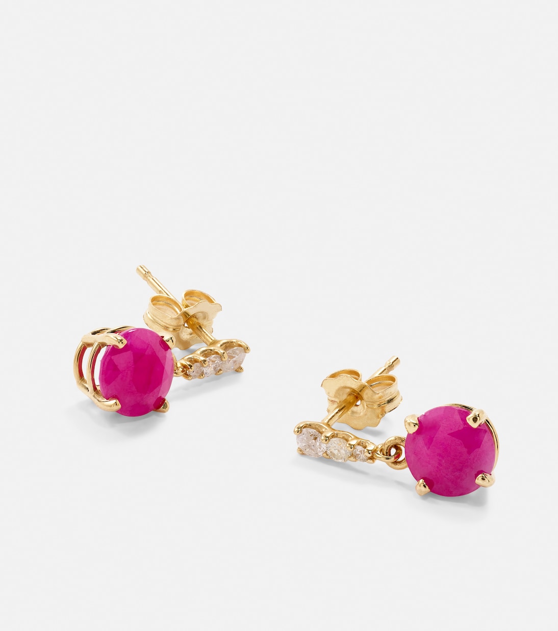 Orecchini in oro 14kt con rubini e diamanti, design moderno per giovani