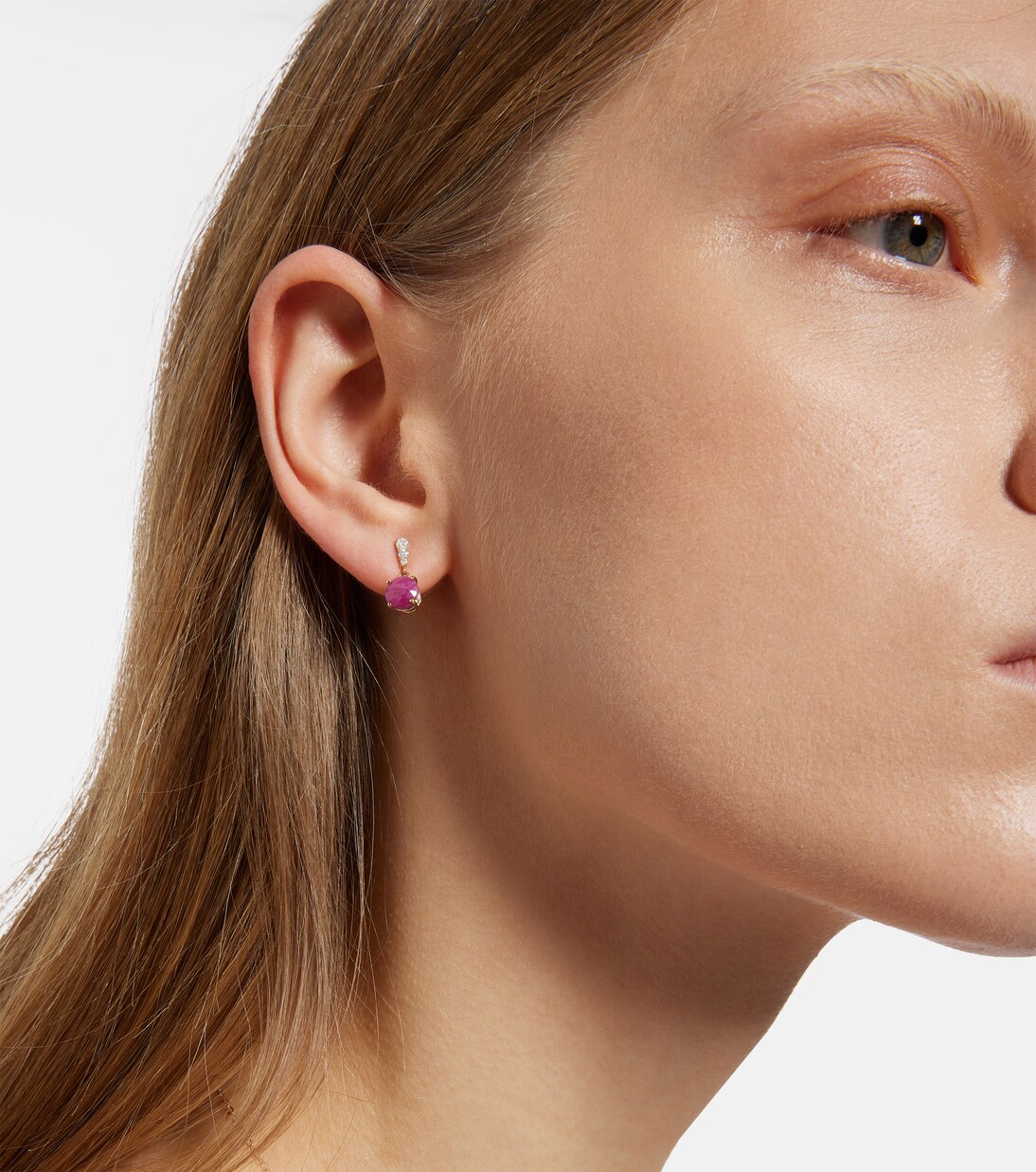 Orecchini in oro 14kt con rubini e diamanti, design moderno per giovani