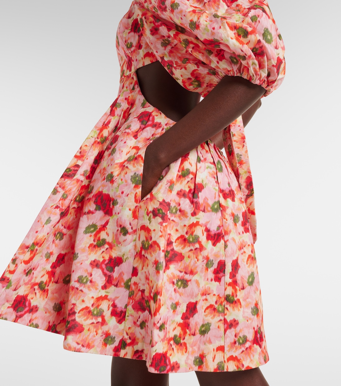 Lightburst cutout floral linen minidress | Zimmermann