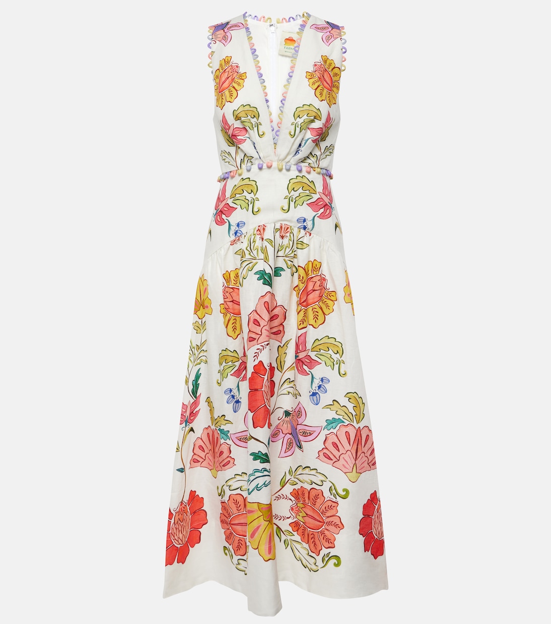 Robe midi Floral Insects en lin | Farm Rio