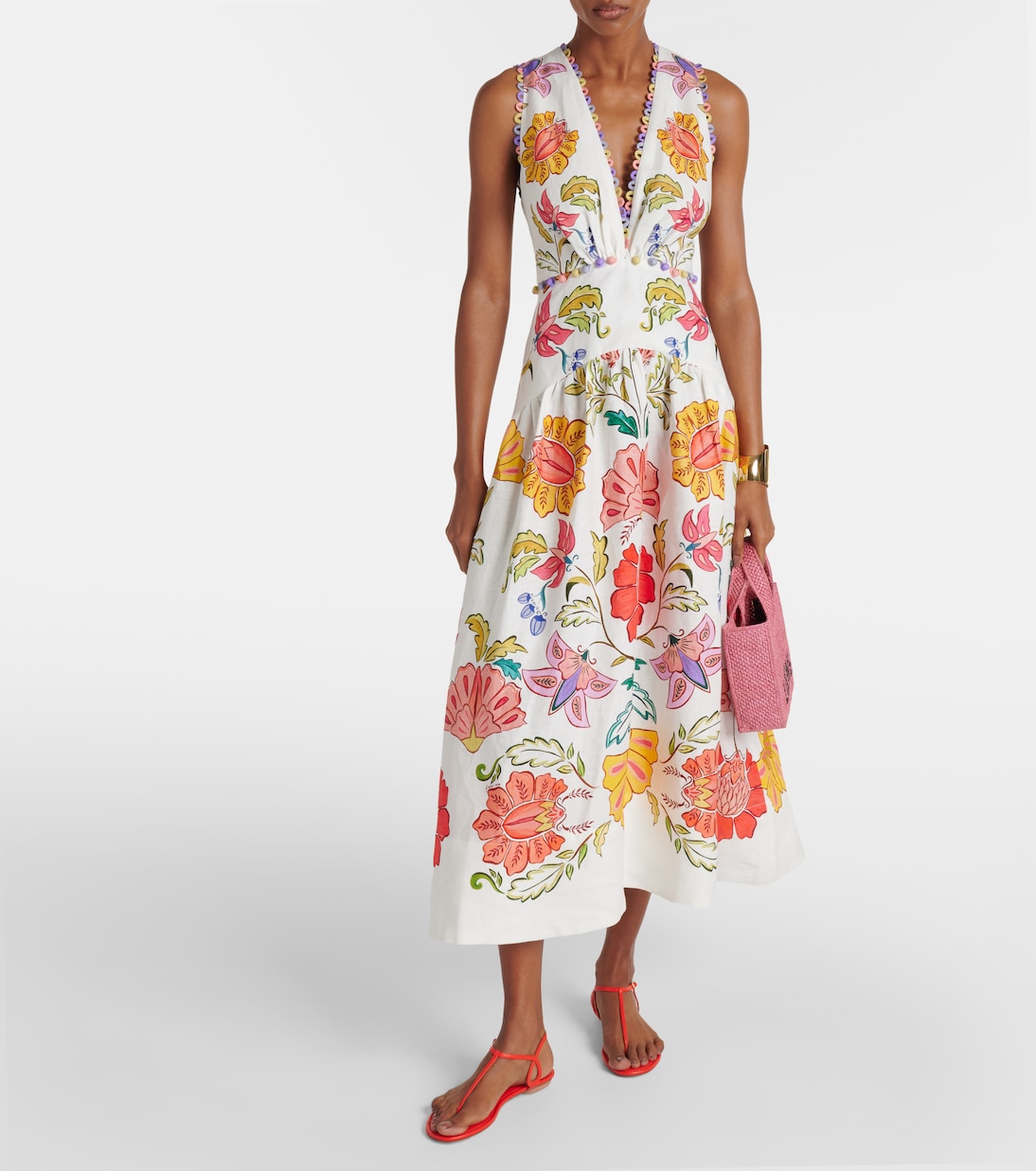 Robe midi Floral Insects en lin | Farm Rio