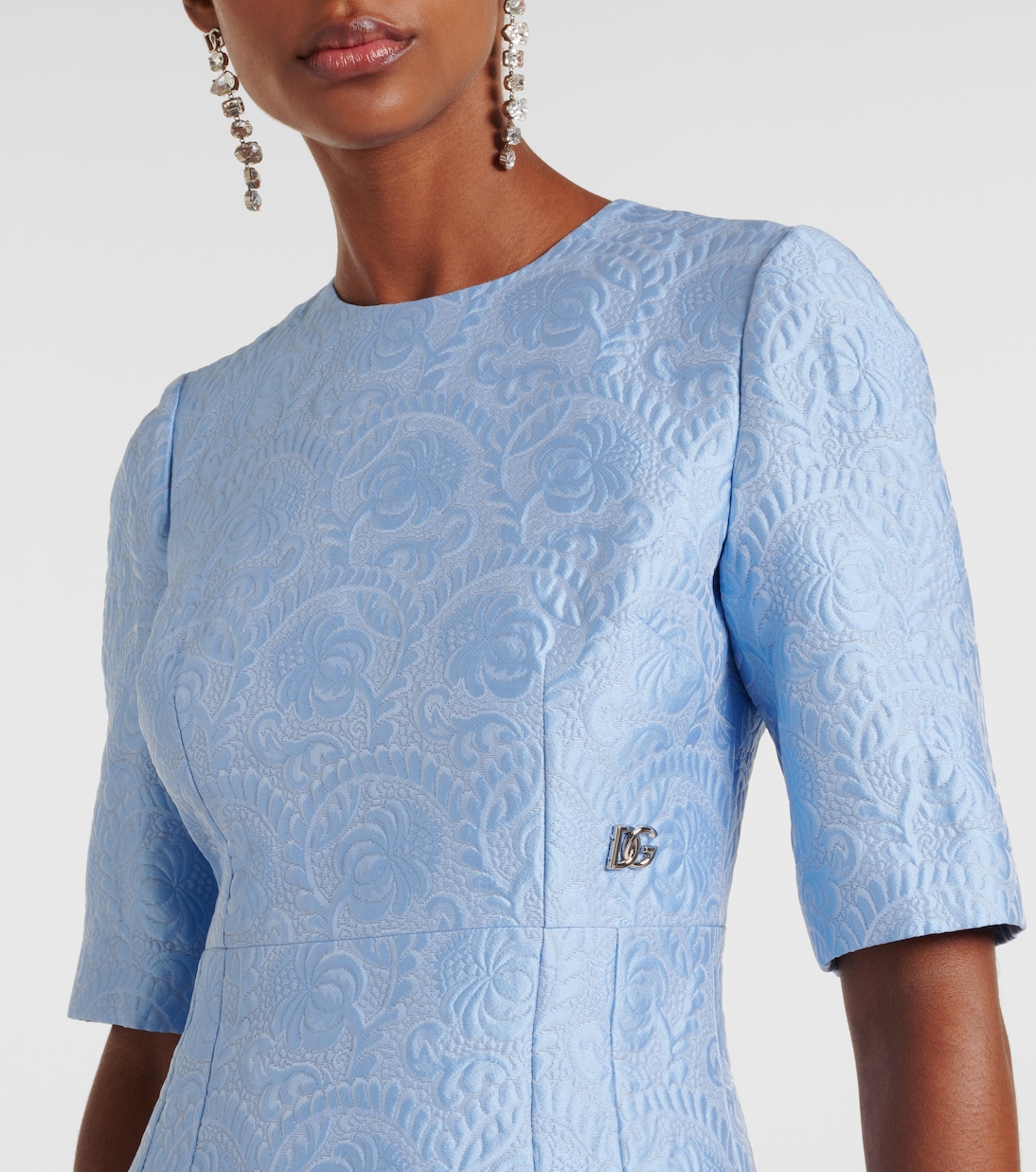 Vestido corto de mezcla de algodón en jacquard | Dolce&Gabbana
