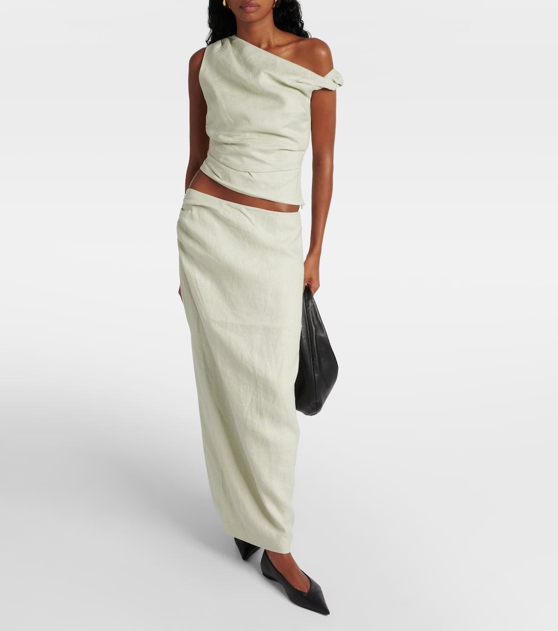 Iris asymmetric linen maxi skirt | SIR