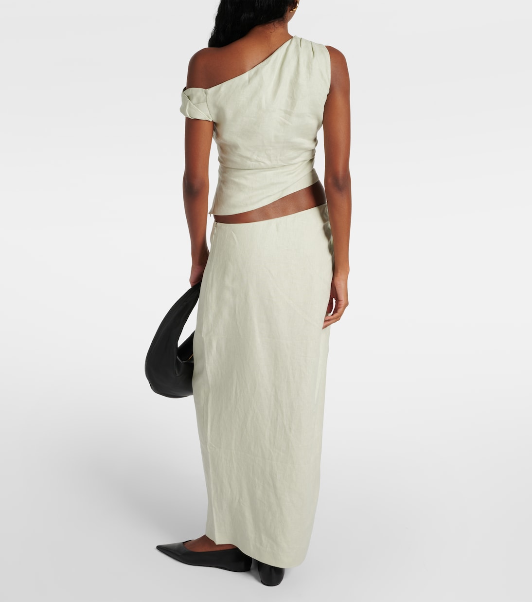 Iris asymmetric linen maxi skirt | SIR