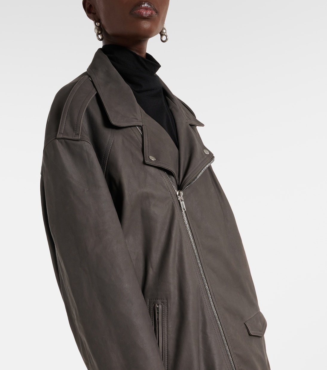 Oversized leather jacket | Rick Owens