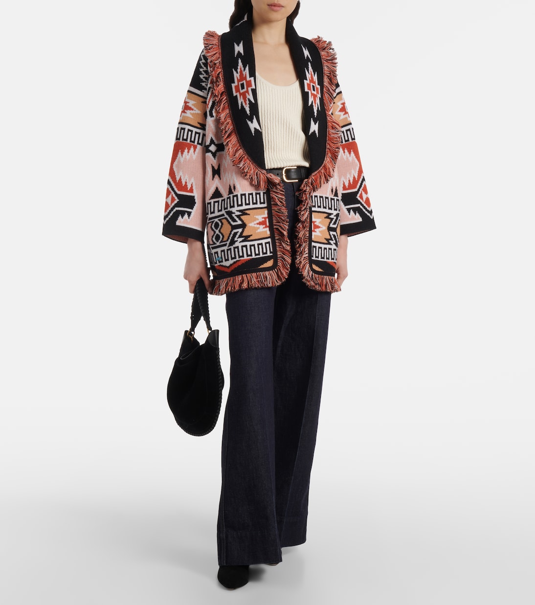 Geometric Roots wool jacquard cardigan | Alanui
