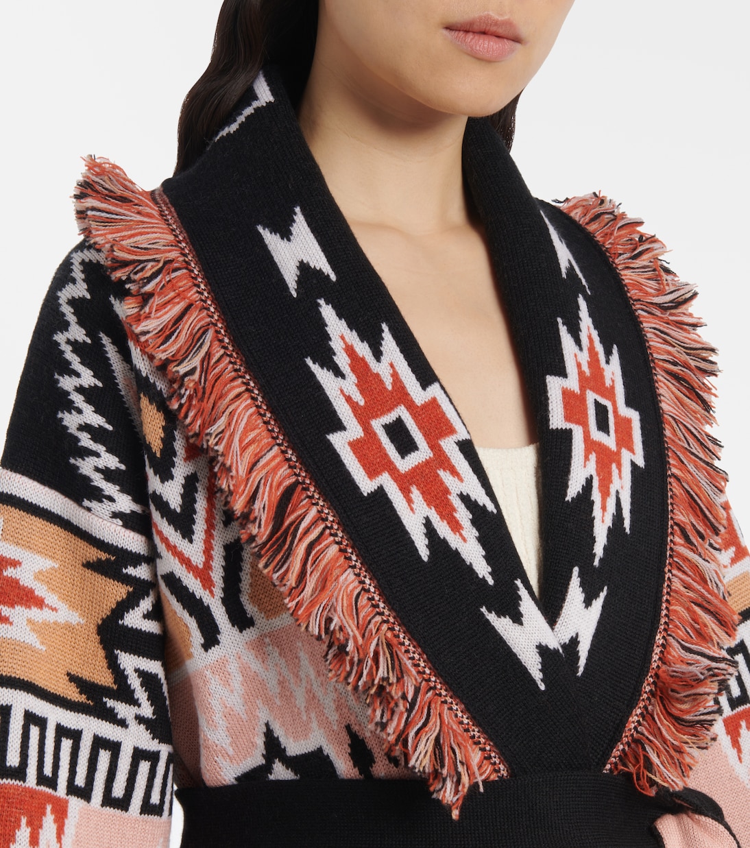 Geometric Roots wool jacquard cardigan | Alanui