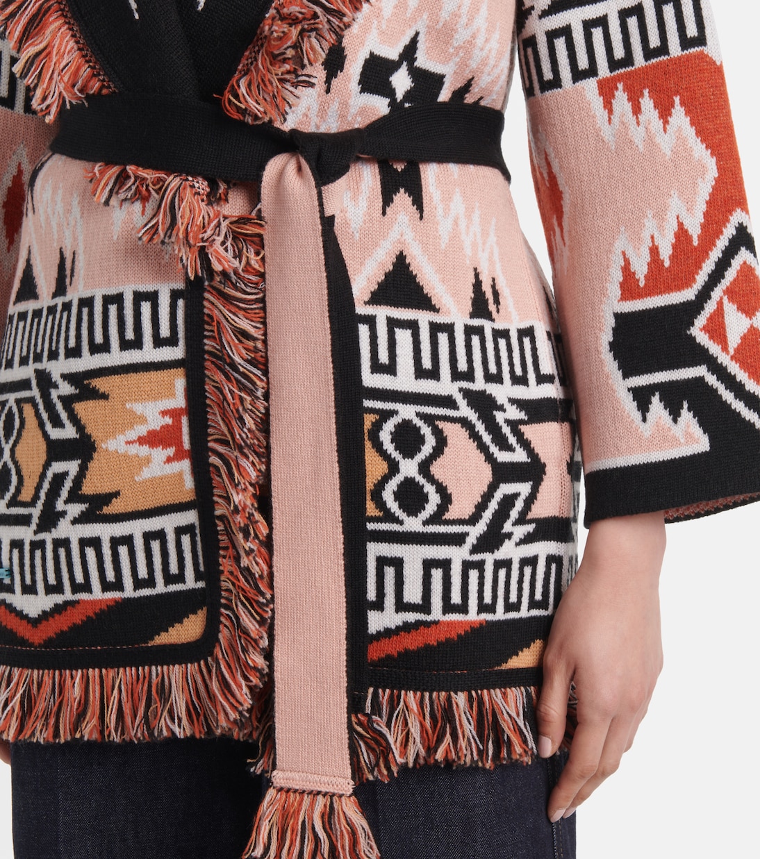 Geometric Roots wool jacquard cardigan | Alanui