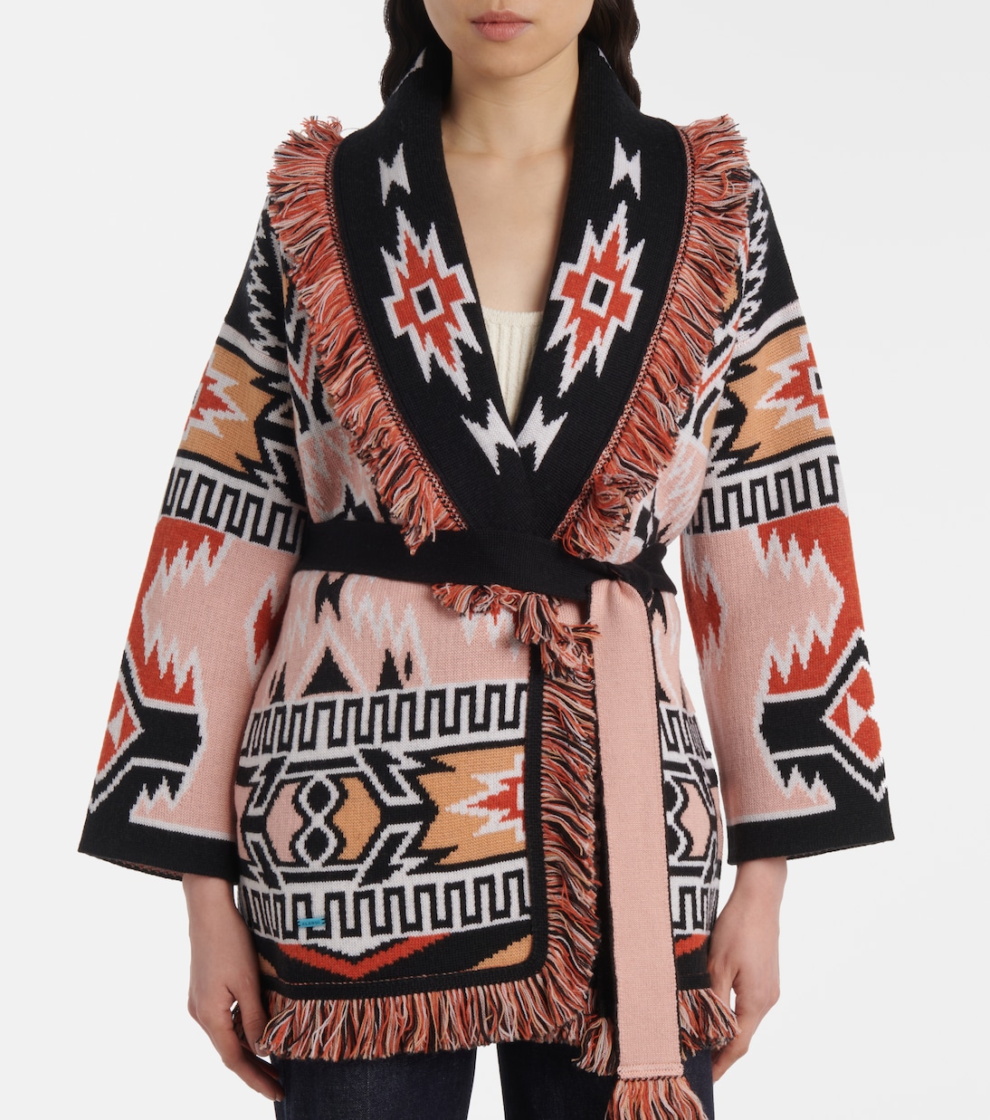 Geometric Roots wool jacquard cardigan | Alanui