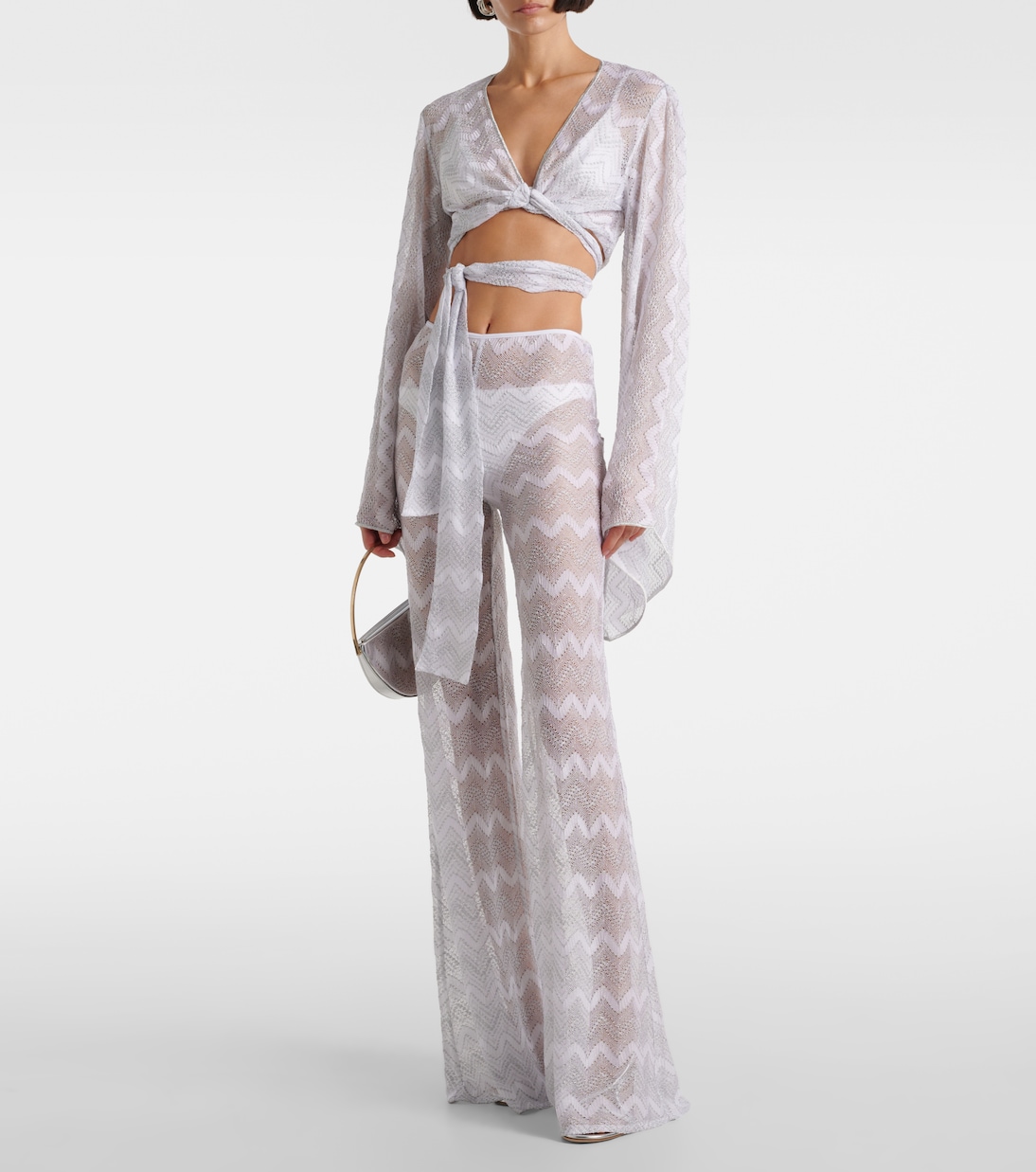 Pantalones anchos de lamé en zigzag | Missoni