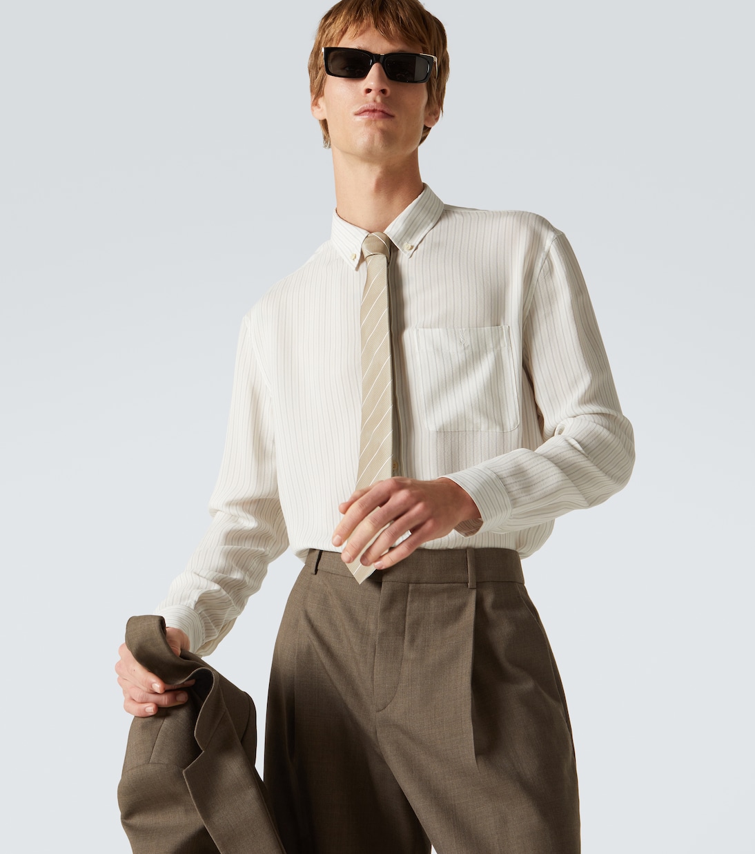Cravatta in grosgrain di seta a righe | Saint Laurent