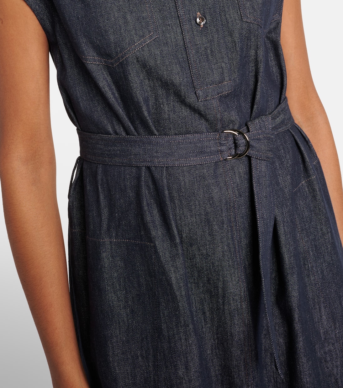 Abito lungo in jeans con cintura | Brunello Cucinelli