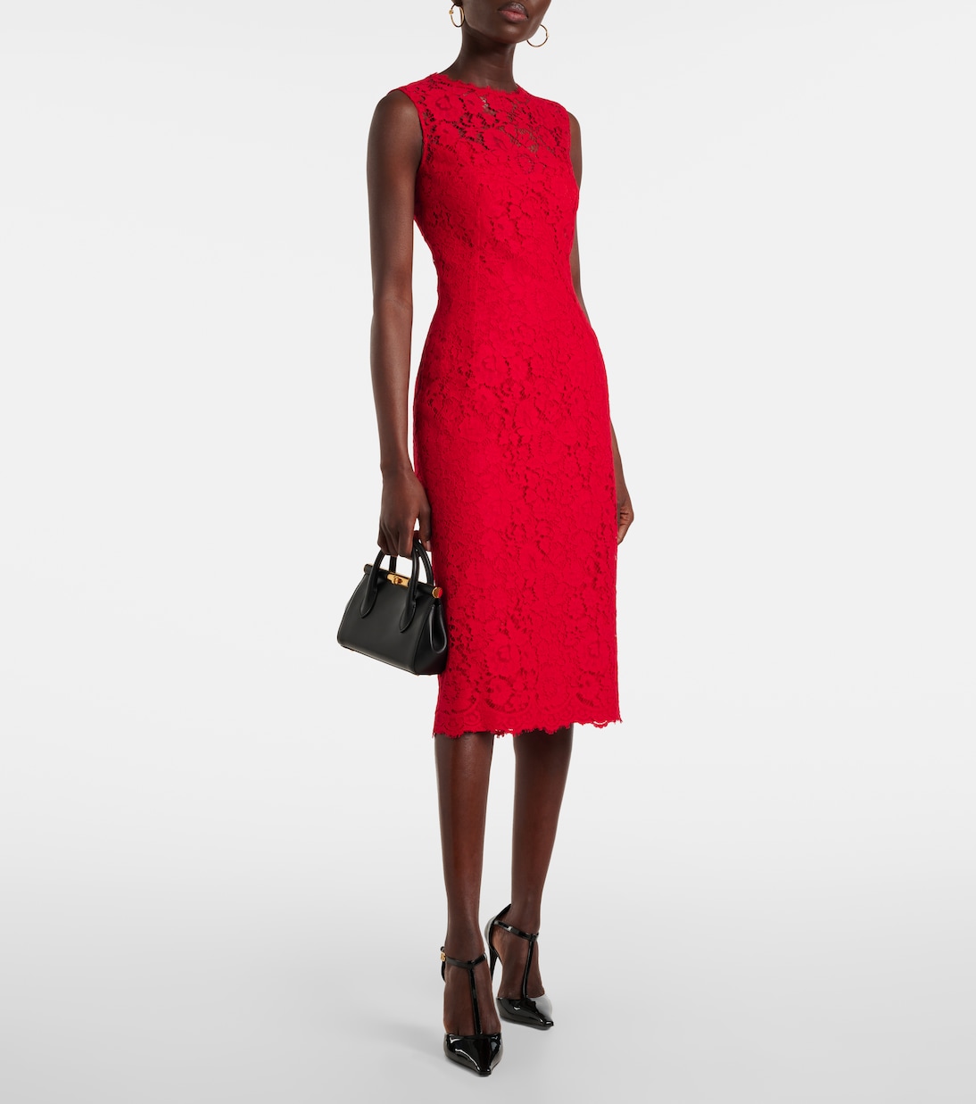Vestido midi en mezcla de algodón | Dolce&Gabbana