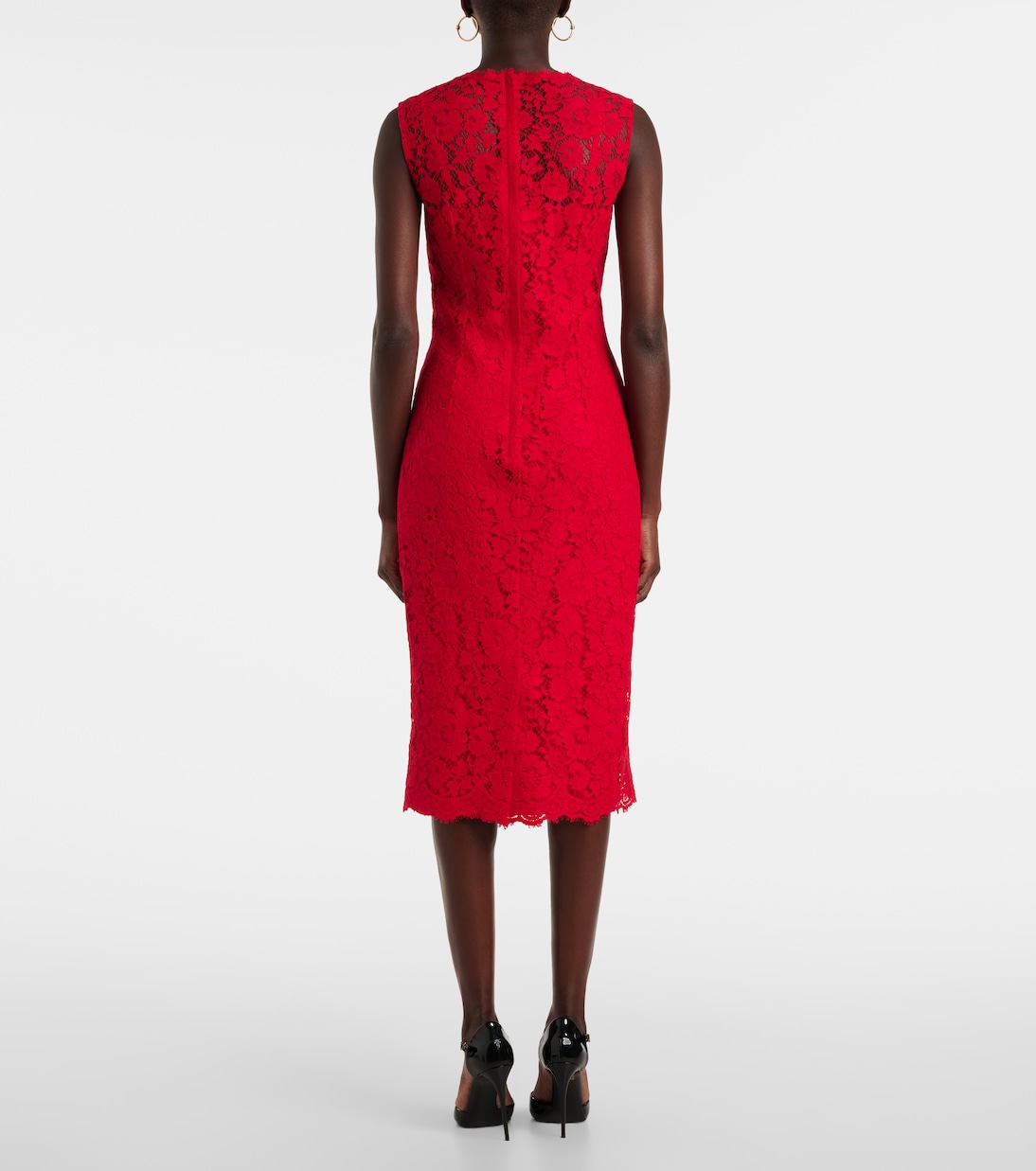Vestido midi en mezcla de algodón | Dolce&Gabbana