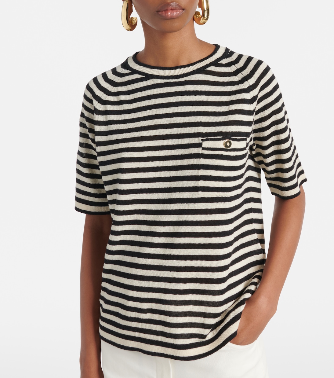 T-shirt in maglia di lino a righe | 'S Max Mara