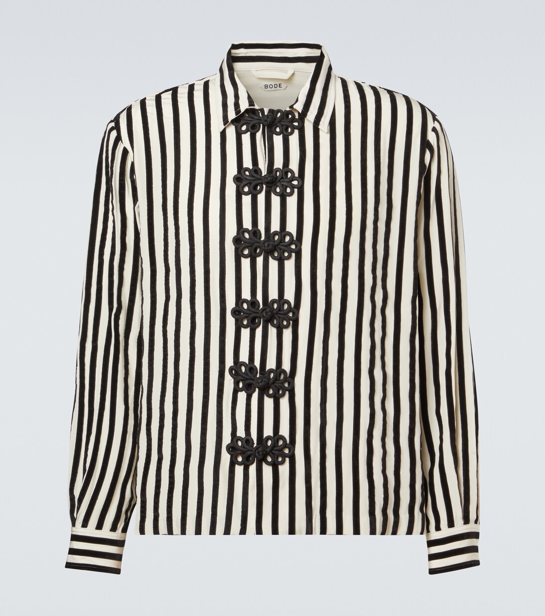 Striped velvet-trimmed silk shirt | Bode