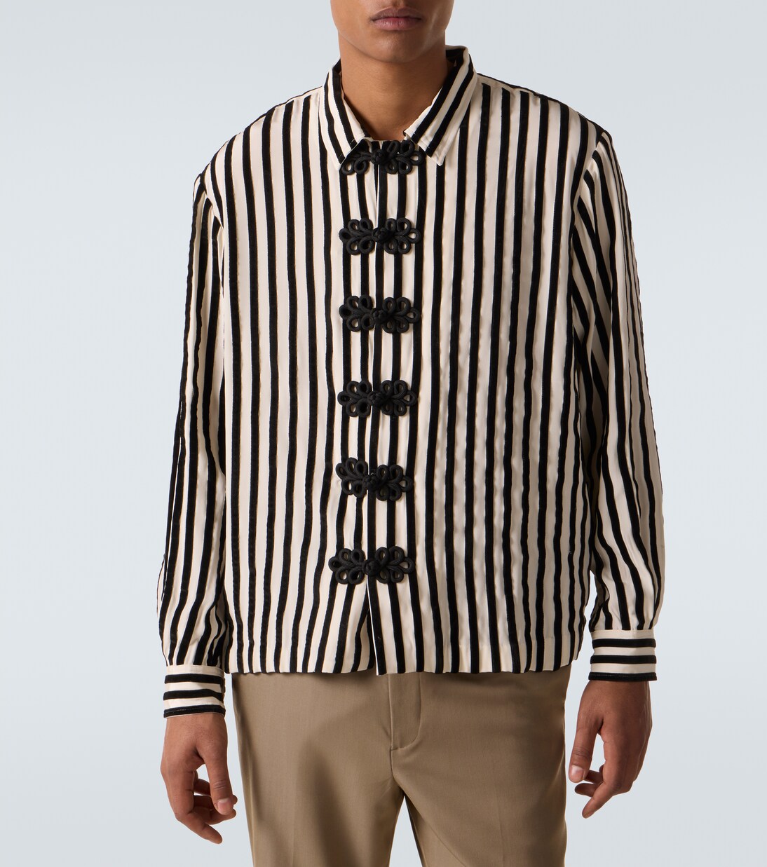 Striped velvet-trimmed silk shirt | Bode