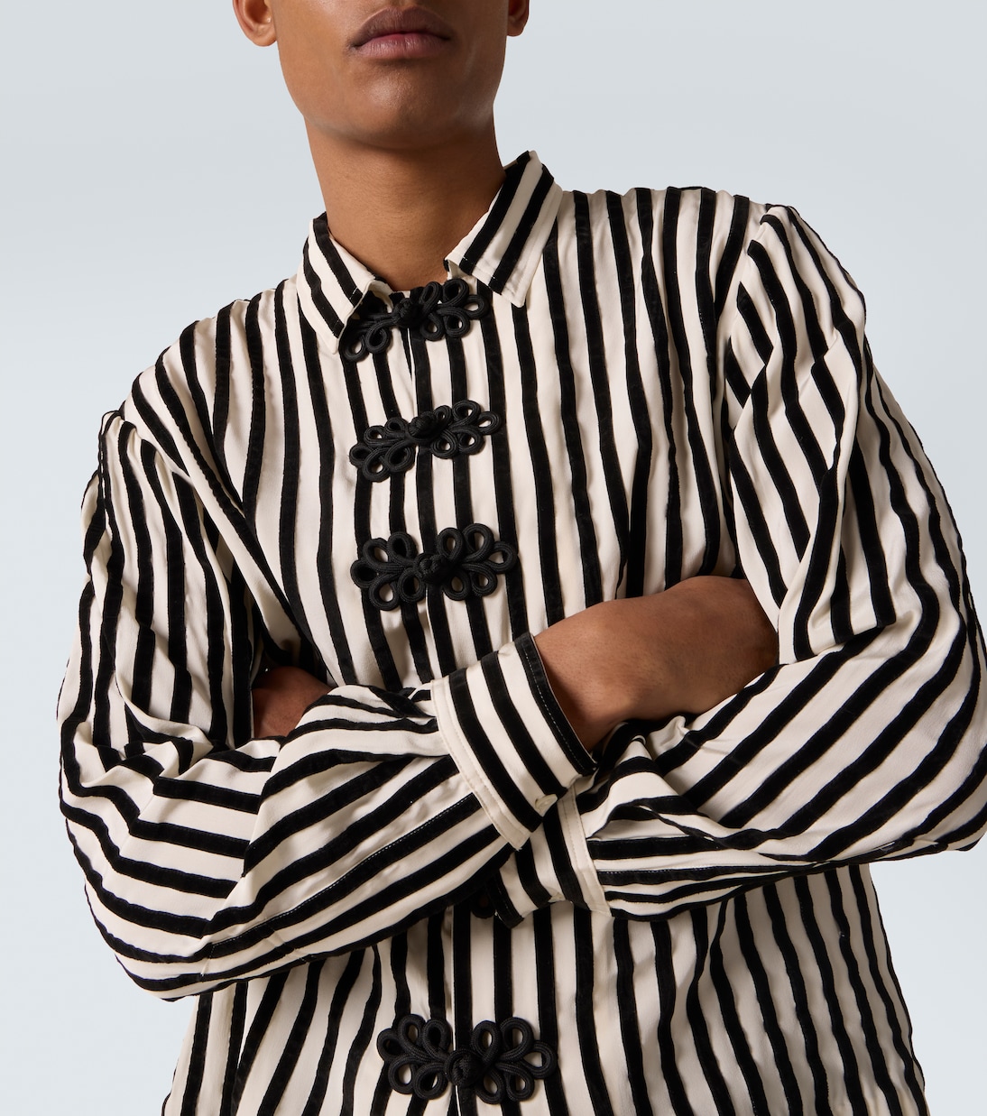 Striped velvet-trimmed silk shirt | Bode