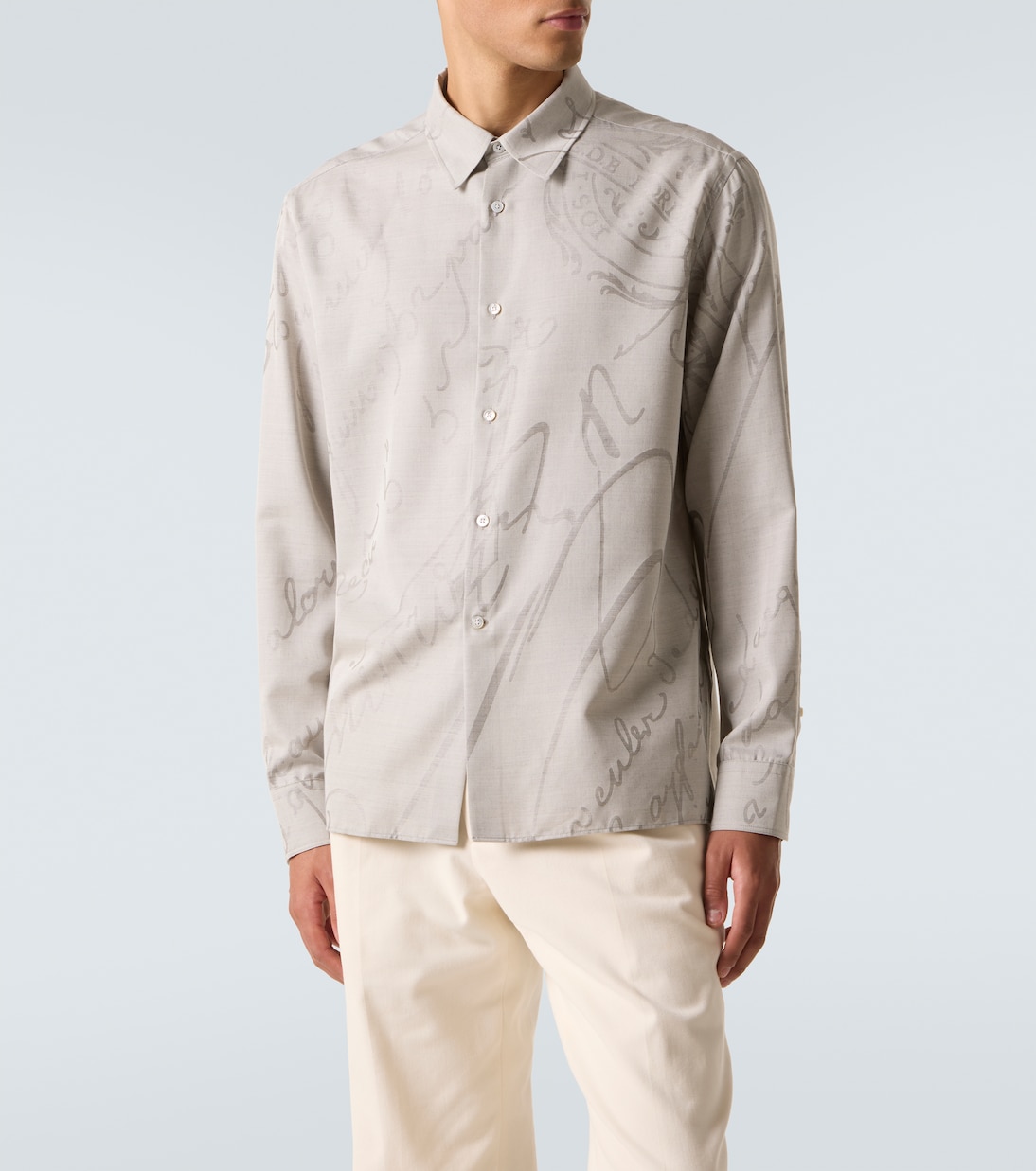 Camisa de algodón, lana y seda estampada | Berluti
