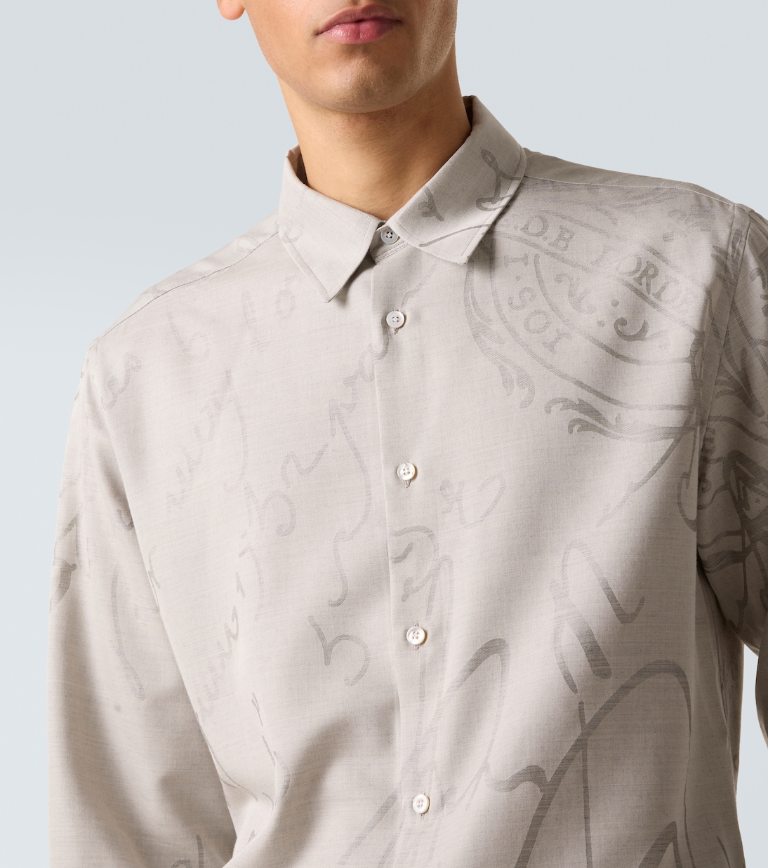 Camisa de algodón, lana y seda estampada | Berluti