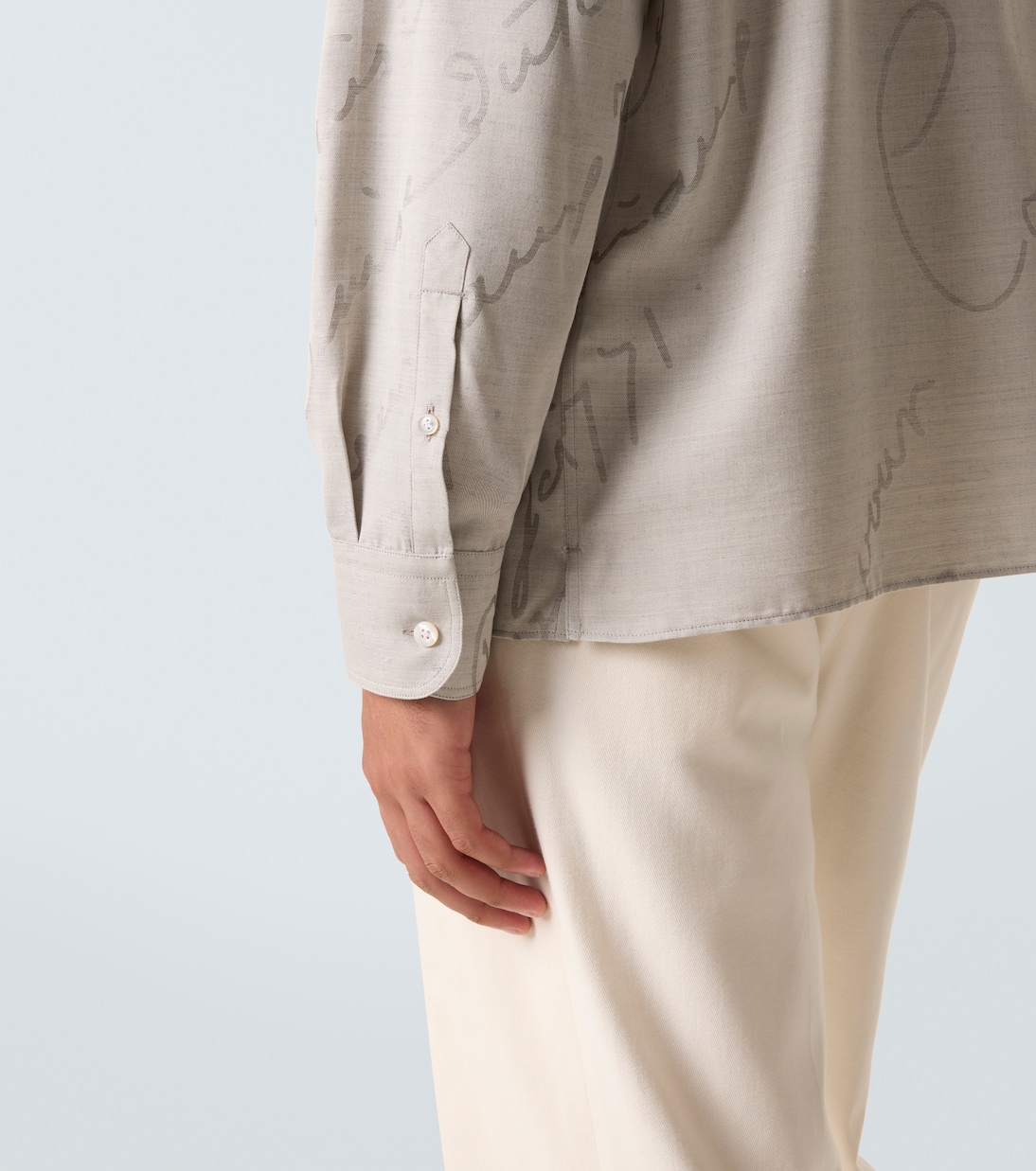 Camisa de algodón, lana y seda estampada | Berluti